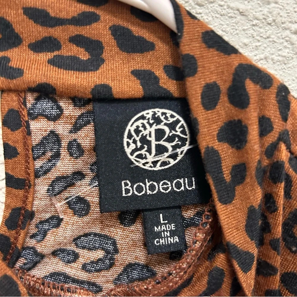 Bobeau Leopard and Lace Long Sleeve Blouse - Picture 4 of 6